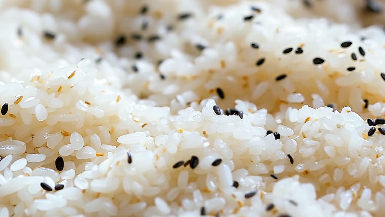 Close-up of Rice with Sesame Seeds