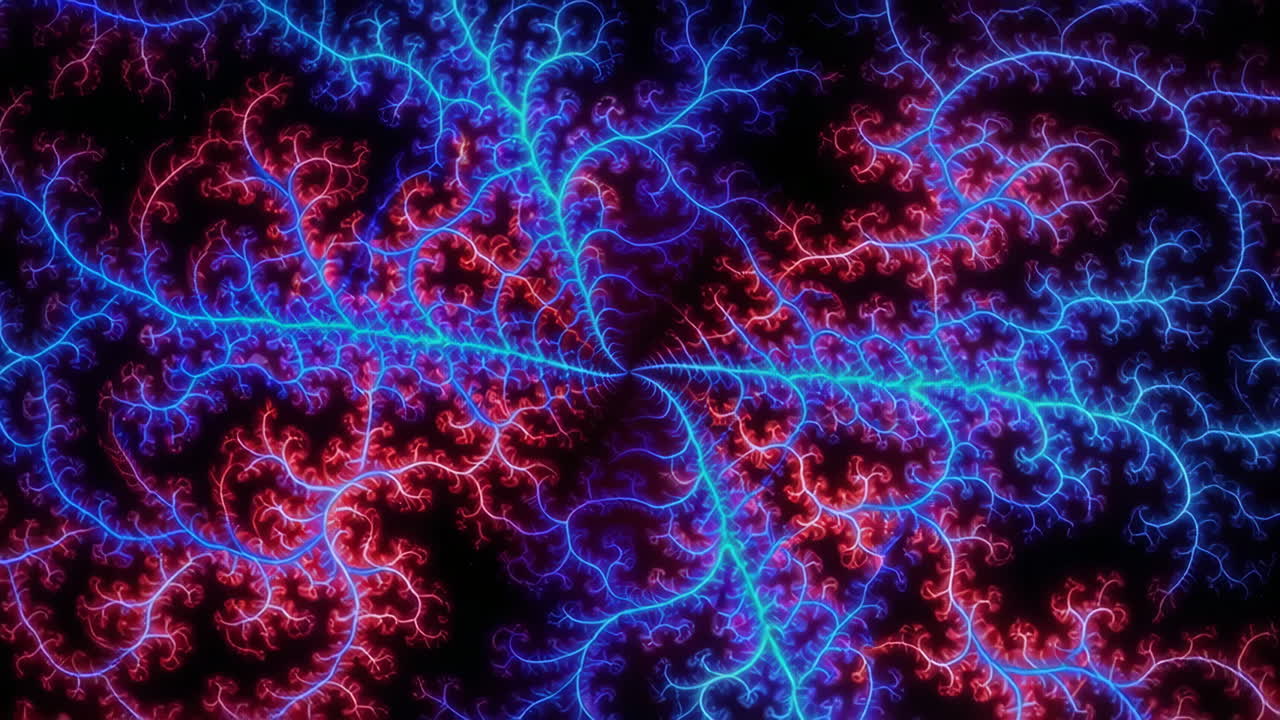 Abstract Fractal Branches in Neon Colors