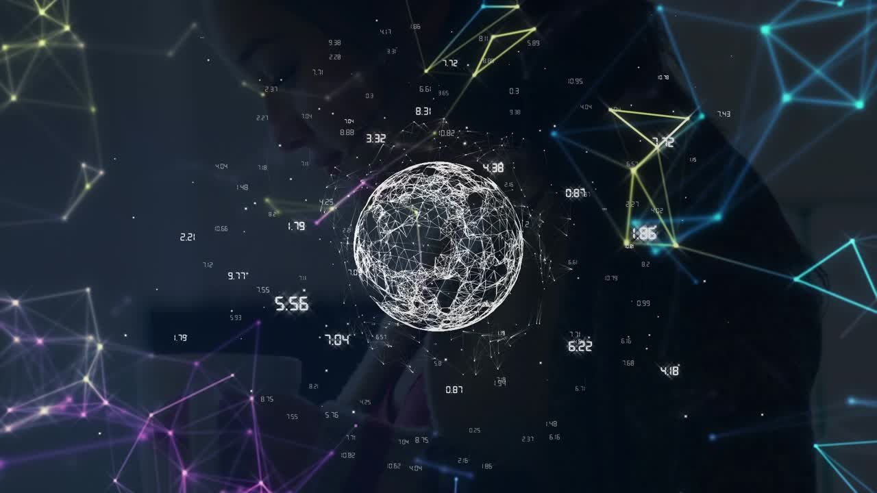 Animation of globe over network of connections and globe