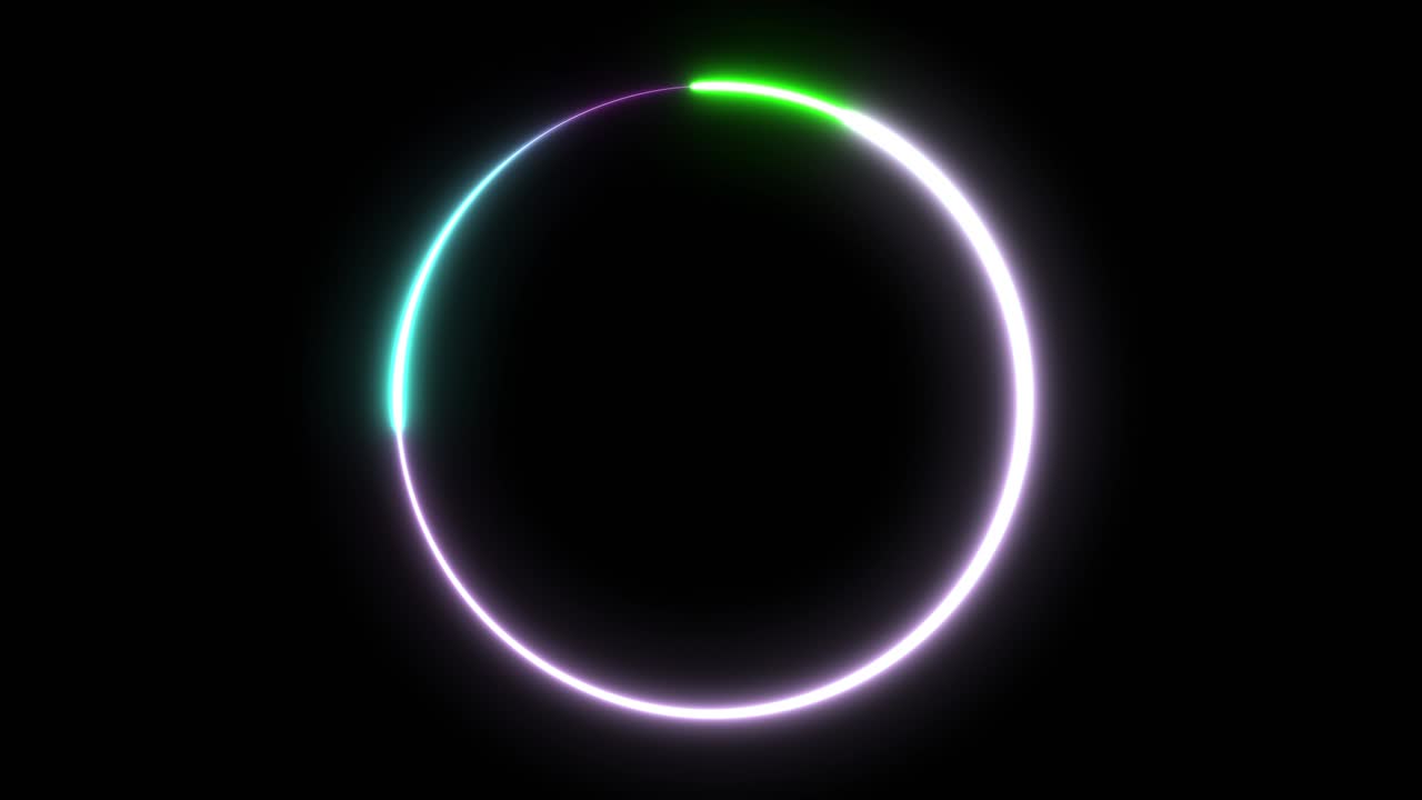círculo de neón brillo color movimiento fondo de arte sin costuras abstracto pantalla de movimiento 4k