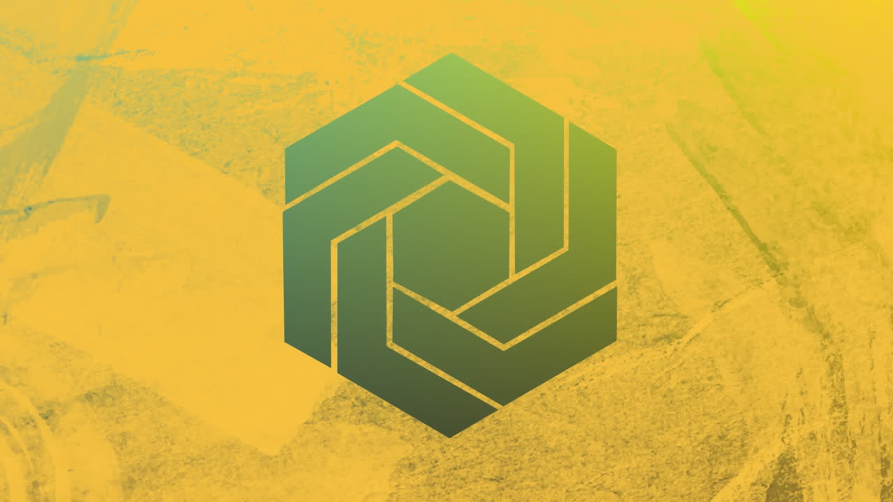 fondo verde y amarillo a través de un primer plano hexagonal amarillo