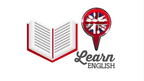 aprender inglés - libro y bandera