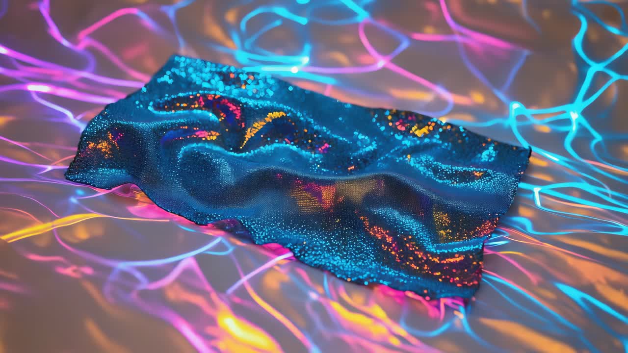 Abstract Digital Art with Neon Lights and Sparkles