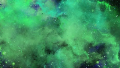 floating green nebula clouds, the vast universe