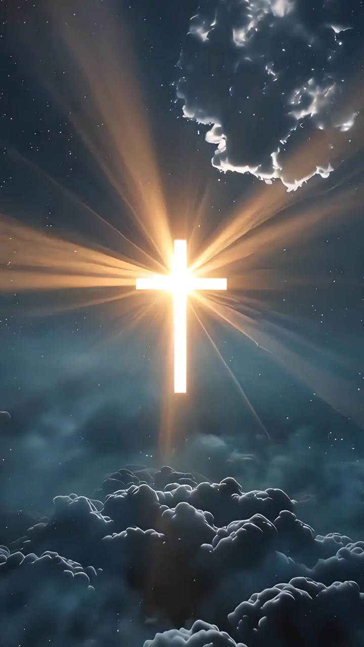Sfondo per Adorazione 4K: Croce Cristiana e Luce Celeste