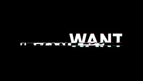 wanted glitch effect text digital tv distortion 4k loop animation