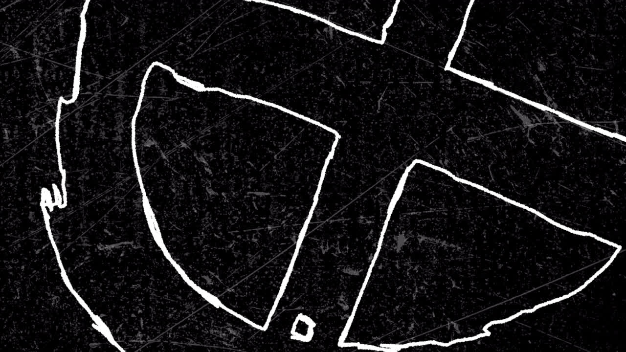 Hand-Drawn Geometric Shapes Animation on Black Chalkboard