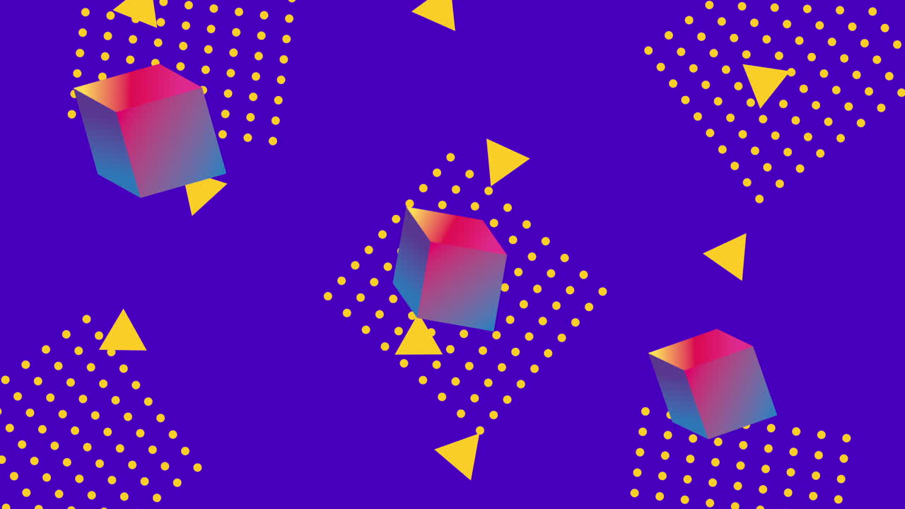 colores y figuras geométricas en animación de fondo púrpura