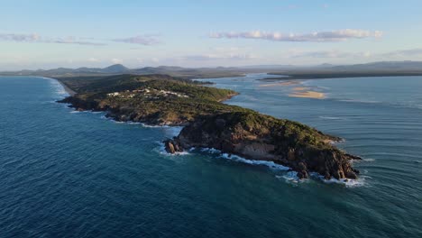 panorama of the 1770 town on a remote peninsula in gladstone region, qld, australia