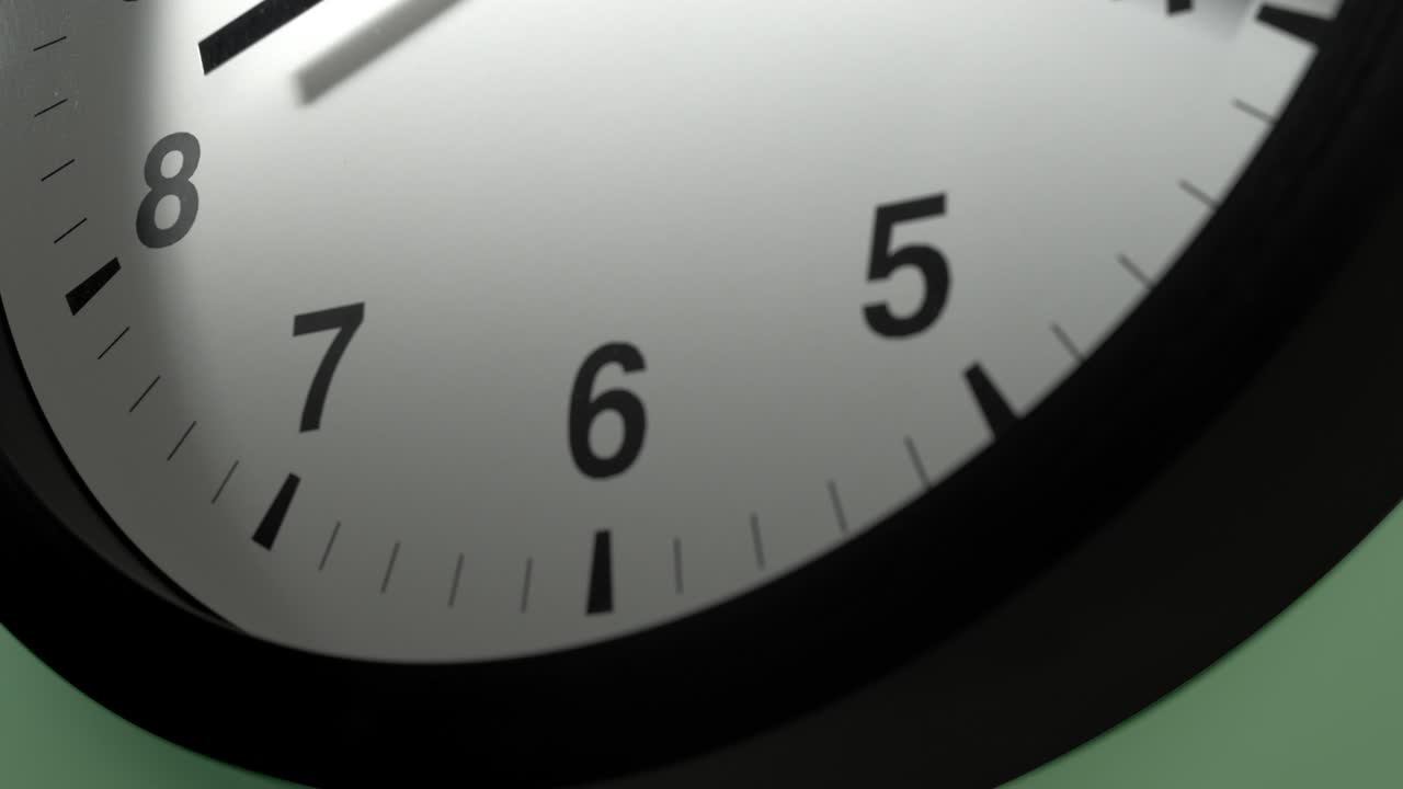 Clock Face on Light Green Wall in Time Lapse