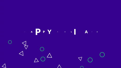 feliz día de fiesta texto con formas en gradiente azul