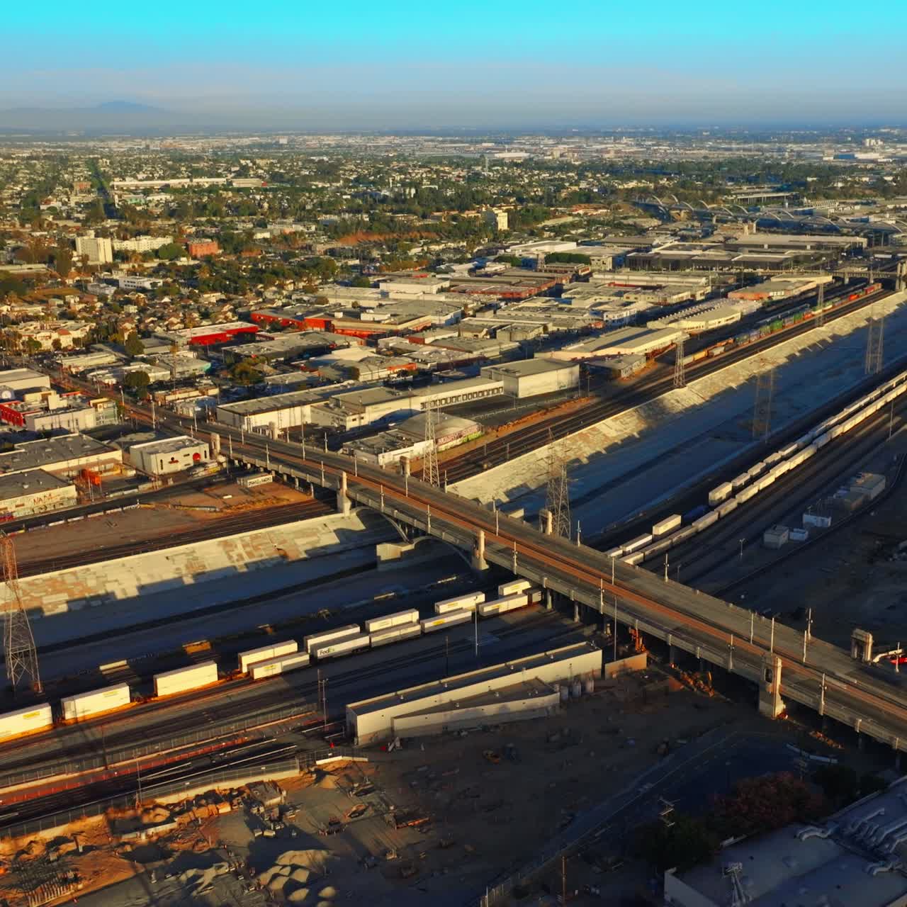 American architecture buildings. Los-angeles aerial view with cityscapes