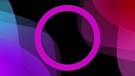 animation of vibrant neon pink circle over abstract shapes on black background