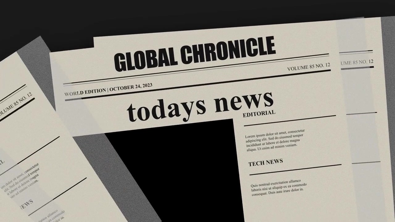 Stack of Newspaper Pages Flipping in Animation