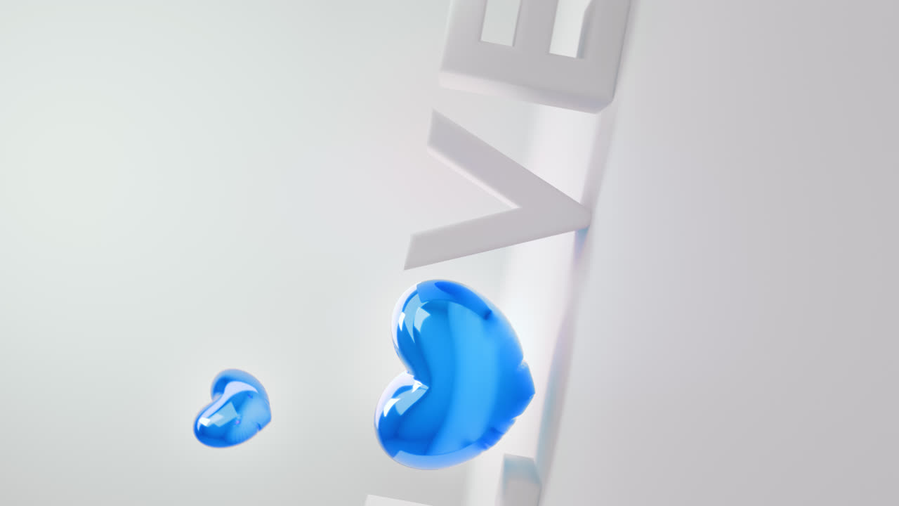 White love letters sign with the blue heart instead of "O" letter