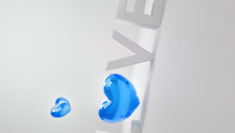 white love letters sign with the blue heart instead of "o" letter