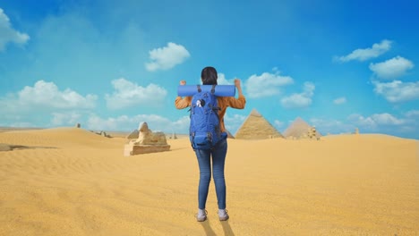 woman traveler in the egyptian desert