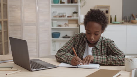 boy doing homework at home