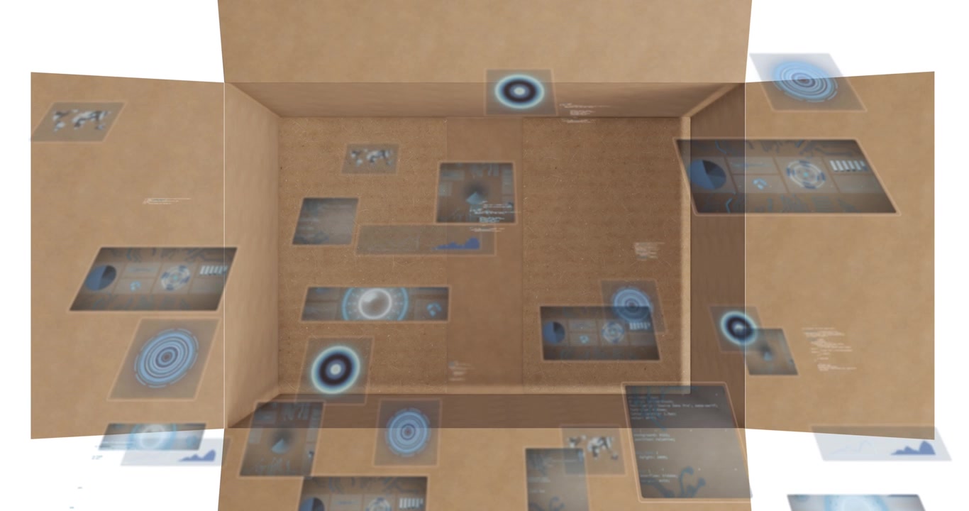 Animation of scope scanning and data processing over box
