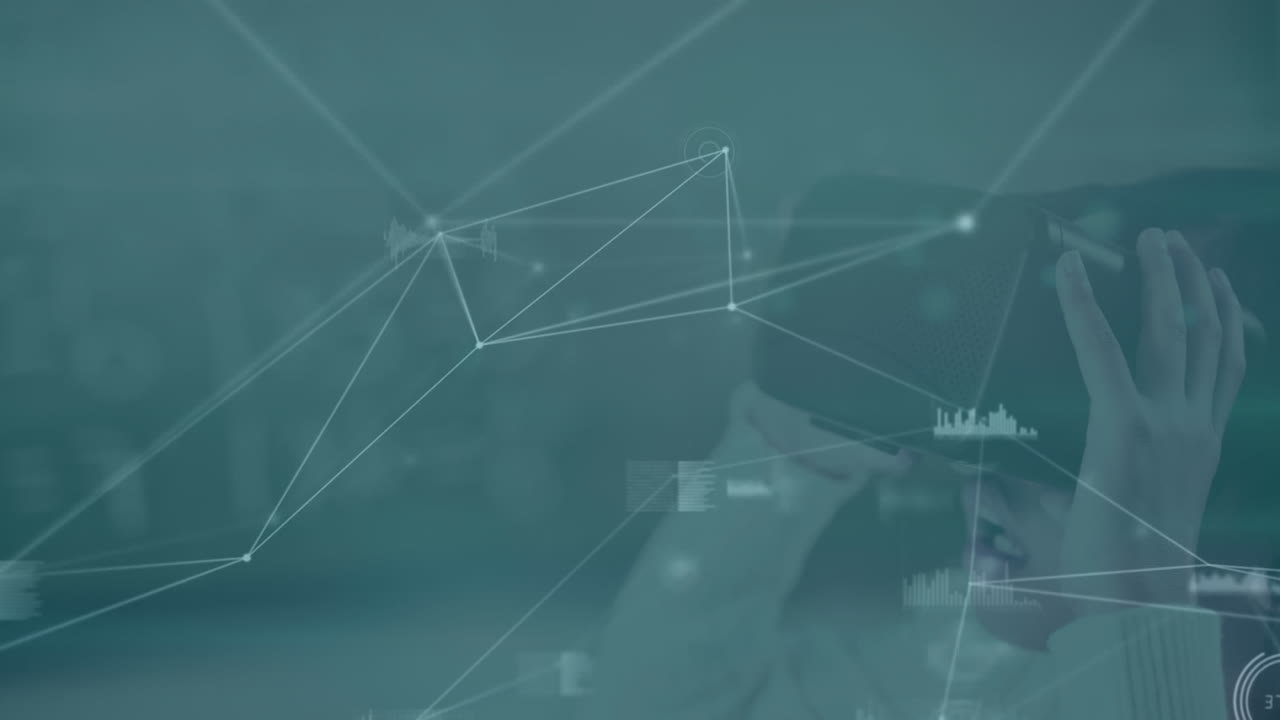 red de conexiones y procesamiento de datos contra niños que usan auriculares en casa