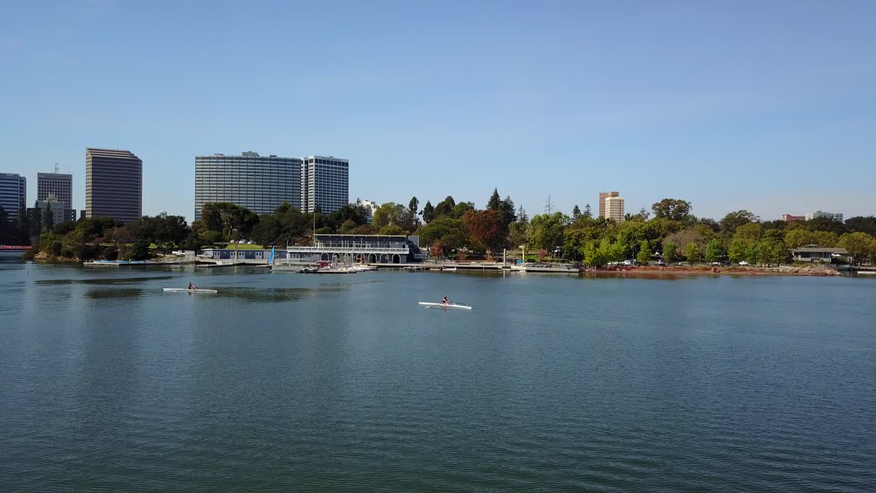 Lake Merritt Oakland aerial flyover