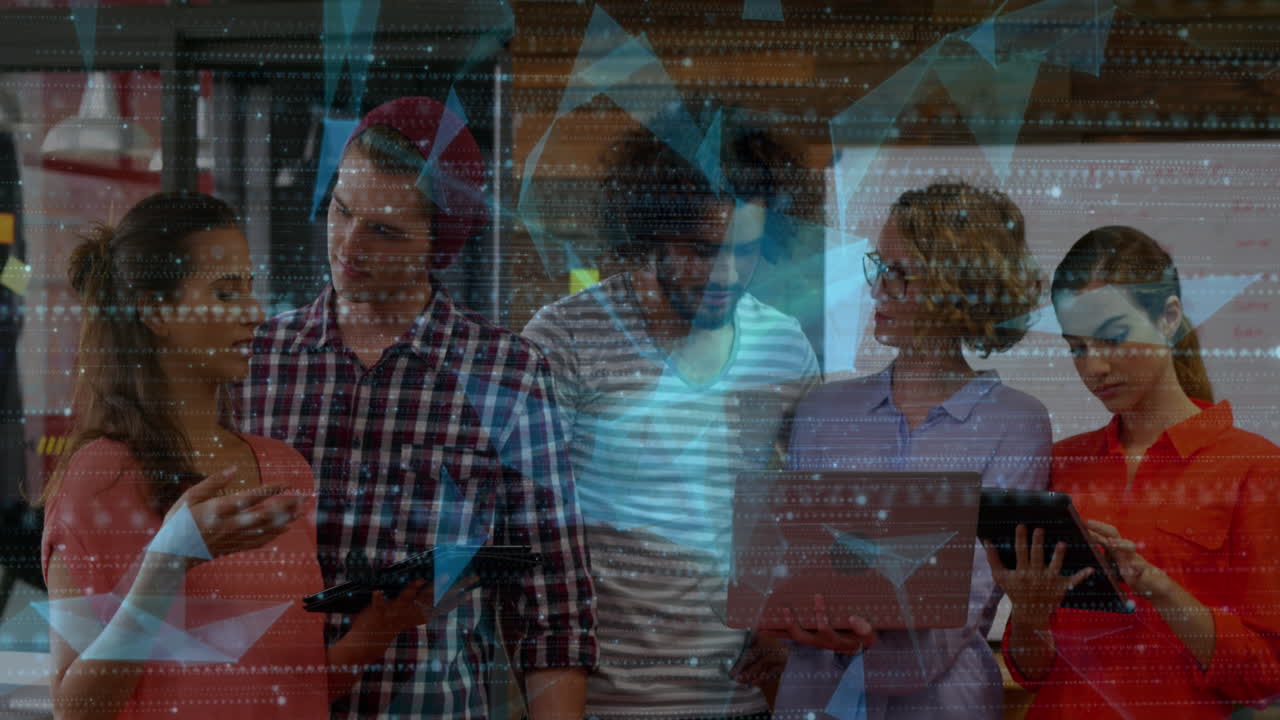 Animation of network of connections with data over business people