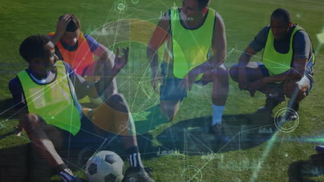 animación del procesamiento de datos financieros sobre diversos jugadores de fútbol