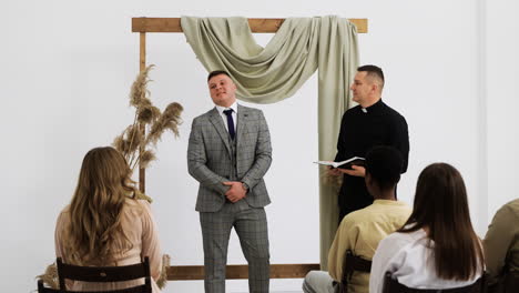 nervous man waiting in the altar