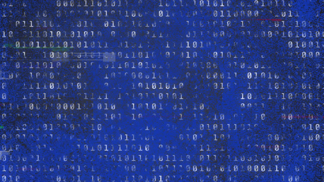 Binary coding data processing against textured blue background