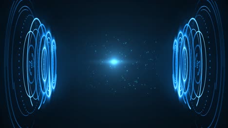 Futuristic interface with a stage in the center circle hud interface screen hologram scifi