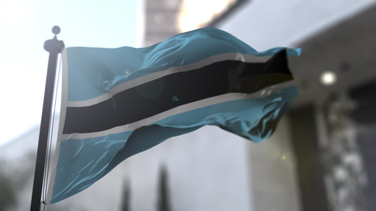 Drapeau national du Botswana. Drapeau du Botswana flottant. Illustration pour la politique et l'actualité