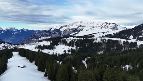 drone view of nature in winter, arvenbüel, amden, switzerland