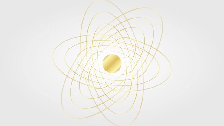 Abstract Golden Ellipses Rotating Around a Central Sphere