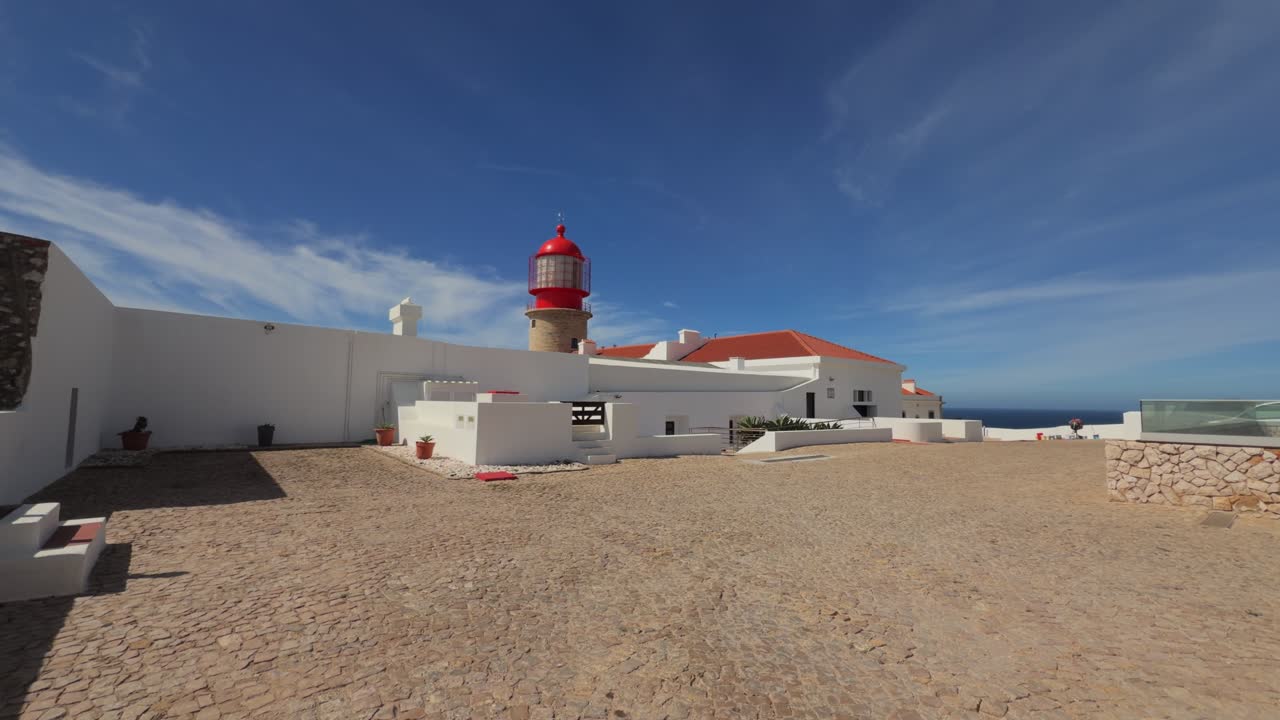 Algarve Epic Locations Cabo De Sao Vicente lighthouse courtyard on a bright sunny day