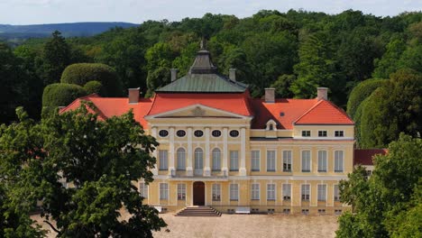 aerial view of rogalin castle, poland