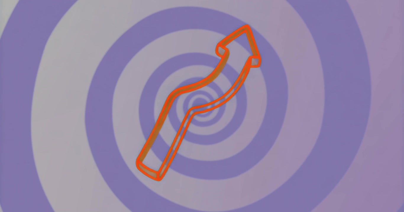Motivo a spirale che si apre, che avvia una dissolvenza a freccia al centro, evidenziando un movimento oscillatorio e rotatorio.