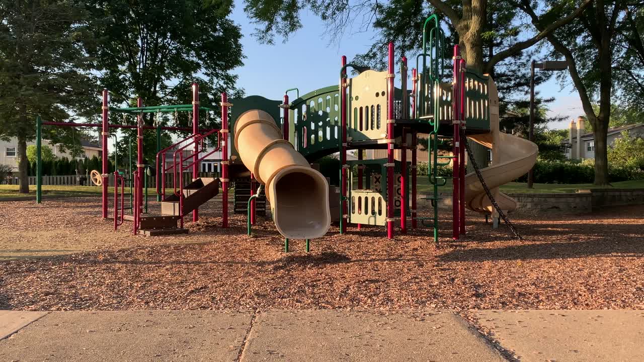 Empty playground in an early sunny morning, no persons