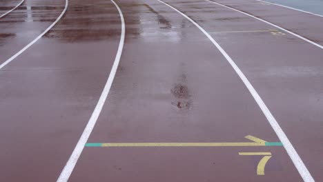 athletics track in the stadium. the ground marks the seventh runway.