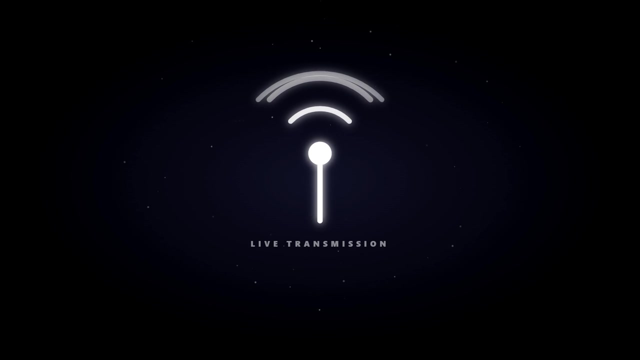Icona Animata del Segnale Wi-Fi con Testo di Trasmissione Live
