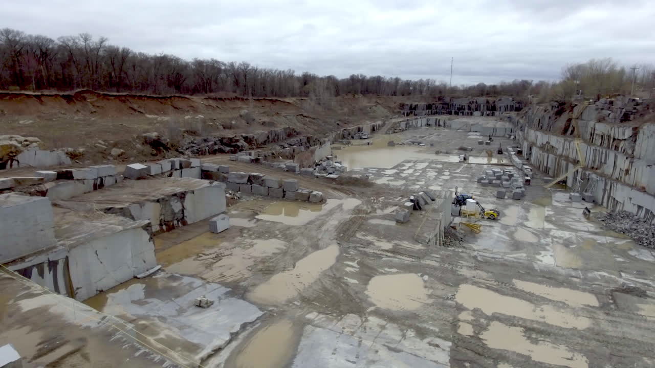 Ariel wide shot of Granite Mining Quarry