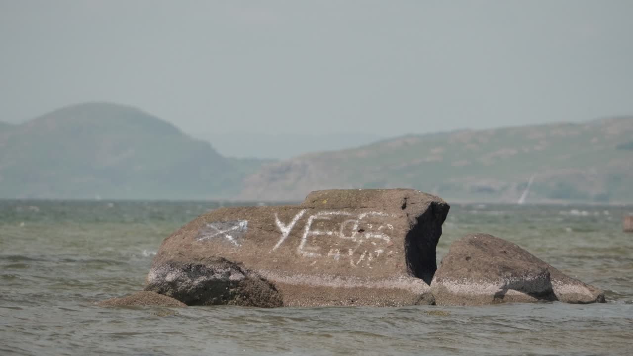 Nationalist rocky campaign slogan, Scottish identity, slow motion view