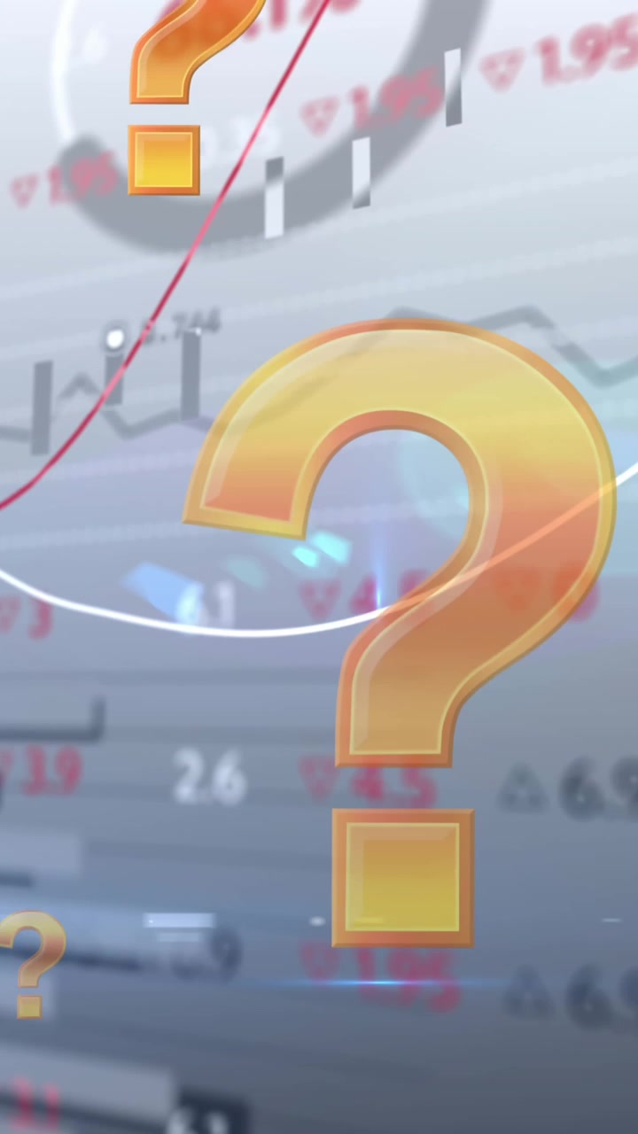Animation of online orange question mark icons moving over financial data processing