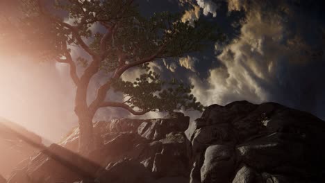 beautiful view above cloudscape and mountains