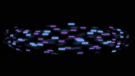 animation of glowing light trails of data transfer over black background