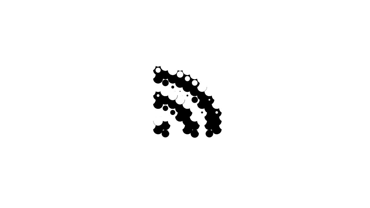 Animation of small dots forming a dots and waves logo