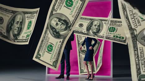 gente de negocios y dinero flotante