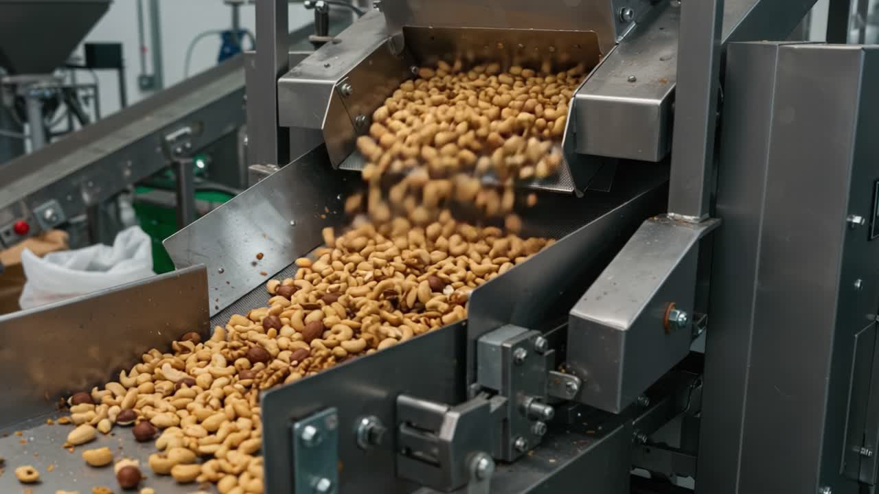 Automated Production Line for Mixed Nuts: Observing the Efficiency of Cashew and Nut Processing Equipment in Action