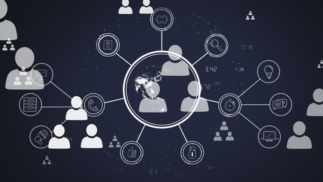 Animation einer Weltkugel mit einem Netzwerk von Medien-Icons