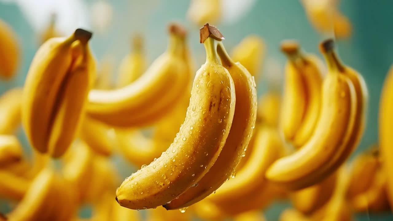 Floating Bananas with Water Droplets