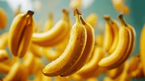 floating bananas with water droplets